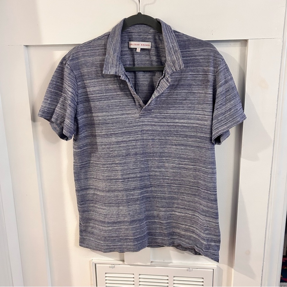 Orlebar Brown Heather blue polo v neck size xl